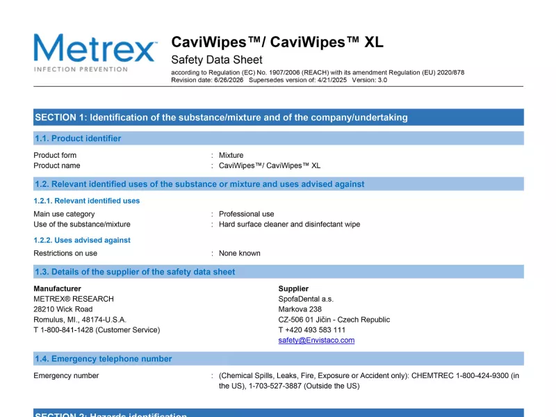 Caviwipes EU REACH